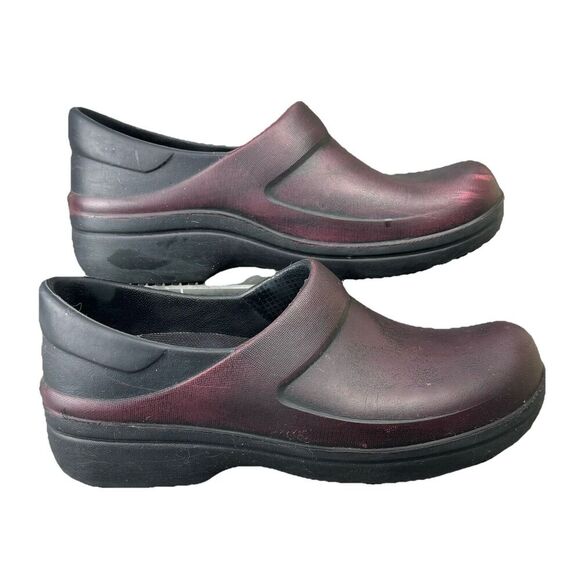 CROCS Clogs Shoes Women's Sz 8 Black & Burgundy Neria Pro II Dual Distressed - Picture 3 of 13